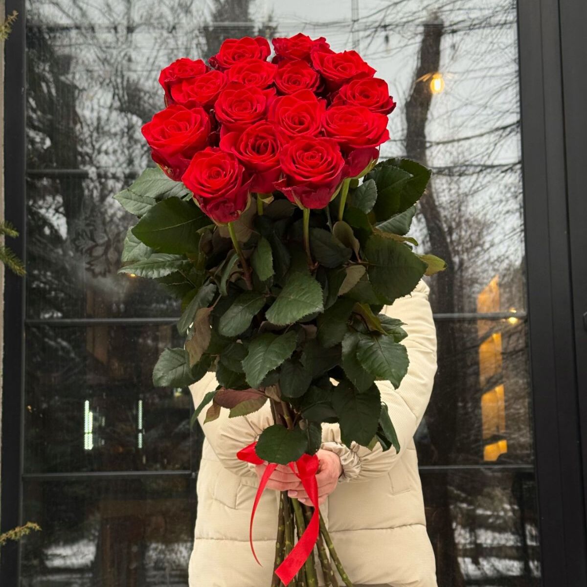 Роза красная 80см. 15 шт.