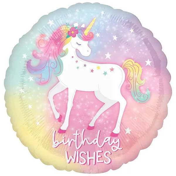 Круг Birthday Wishes Единарог блестящий 