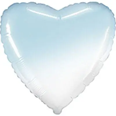 Сердце Омбре бело-голубое